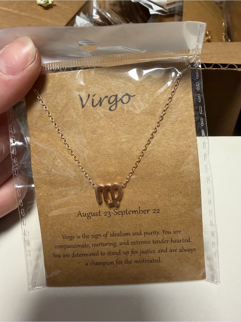 Virgo Zodiac Necklace - Gold Virgo Pendant